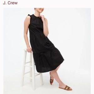 J Crew Black Tiered ruffle midi dress NWT